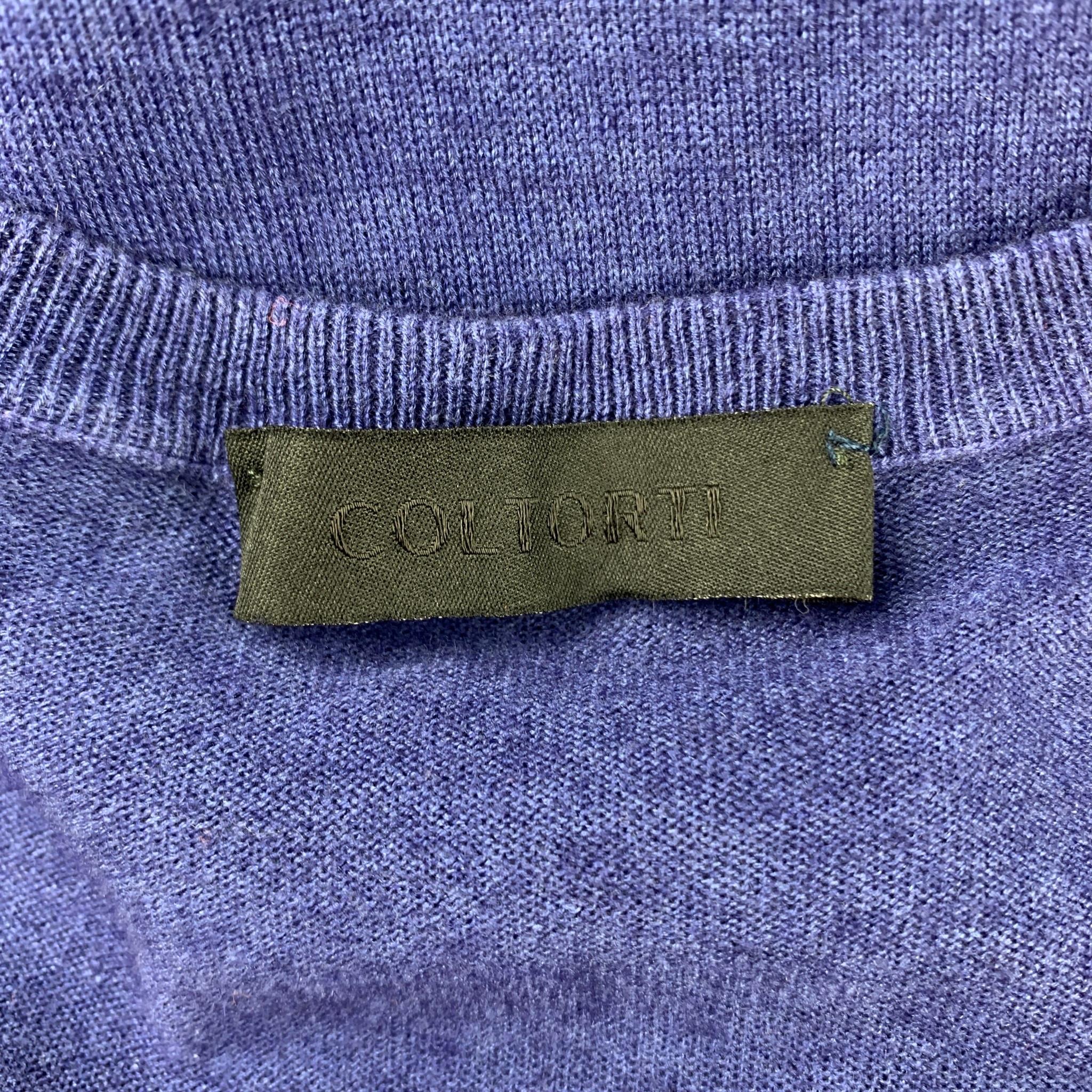 COLTORTI Size M Blue Silk / Cashmere V-Neck Pullover 1