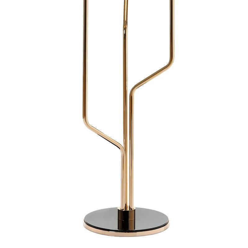 Contemporary Coltrane Floor Lamp in Solid Brass and Black Lacquered For Sale