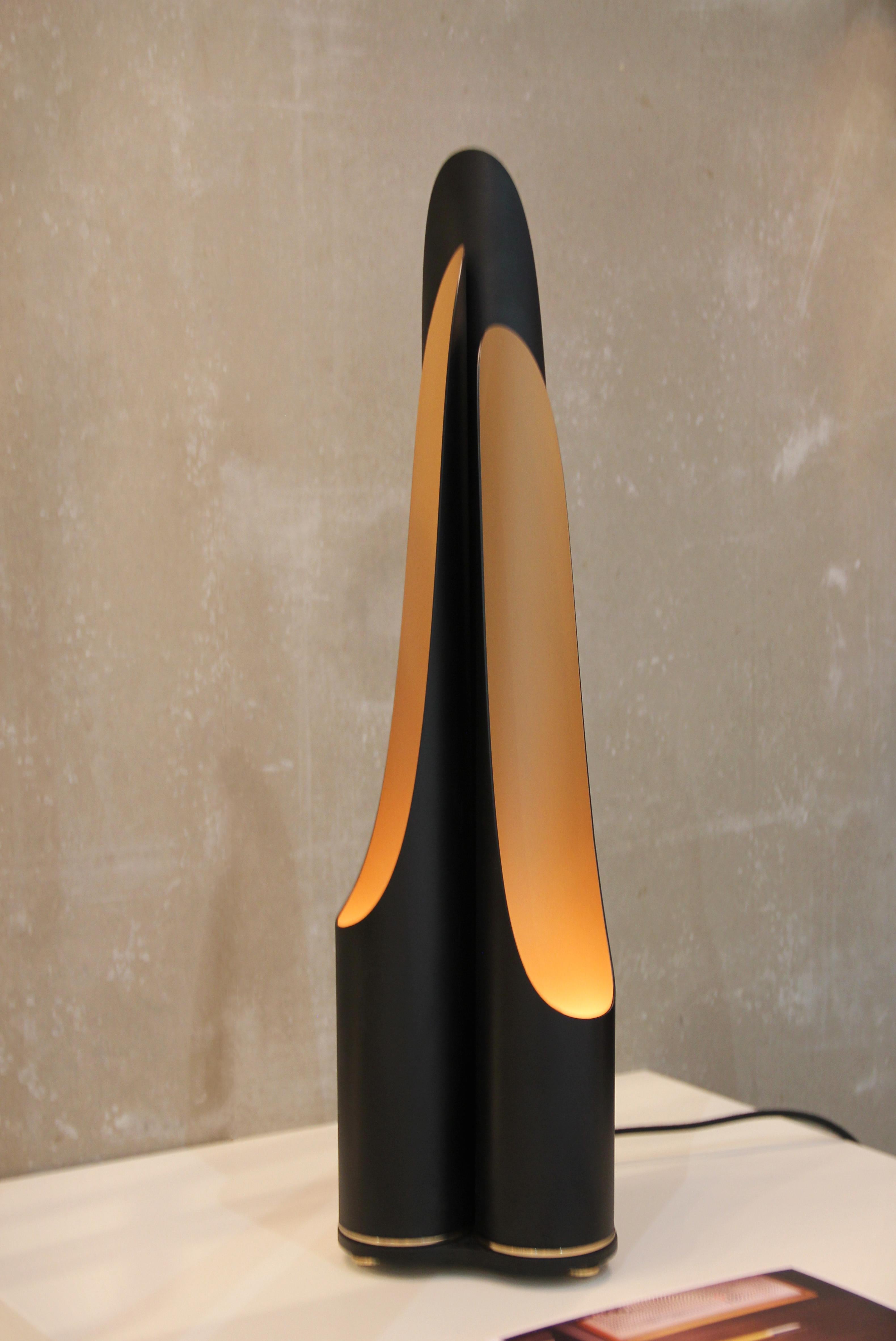 European Coltrane Table Lamp in Gold- Plated and Steel For Sale
