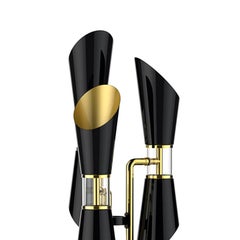 Tischlampe aus massivem Messing, schwarz lackiert, Coltrane