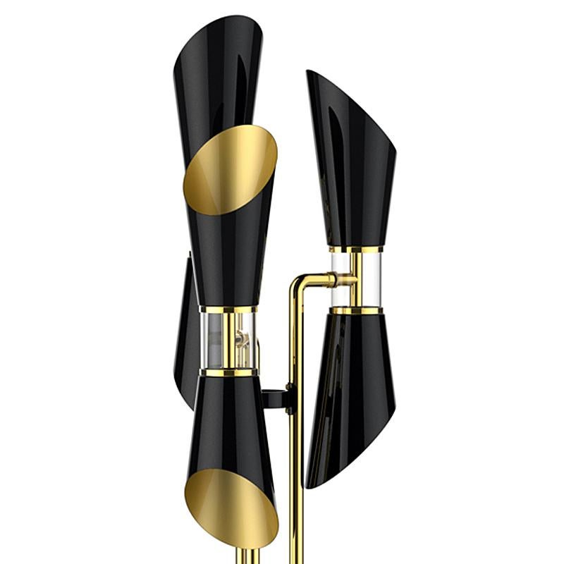 Tischlampe aus massivem Messing, schwarz lackiert, Coltrane (Vergoldet) im Angebot