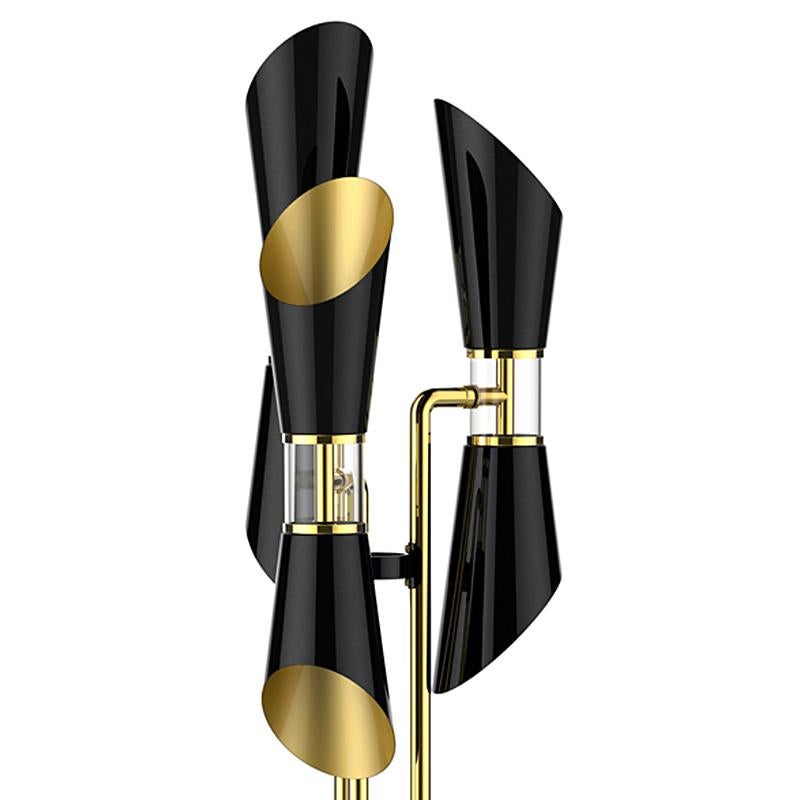 Tischlampe aus massivem Messing, schwarz lackiert, Coltrane (Lackiert) im Angebot