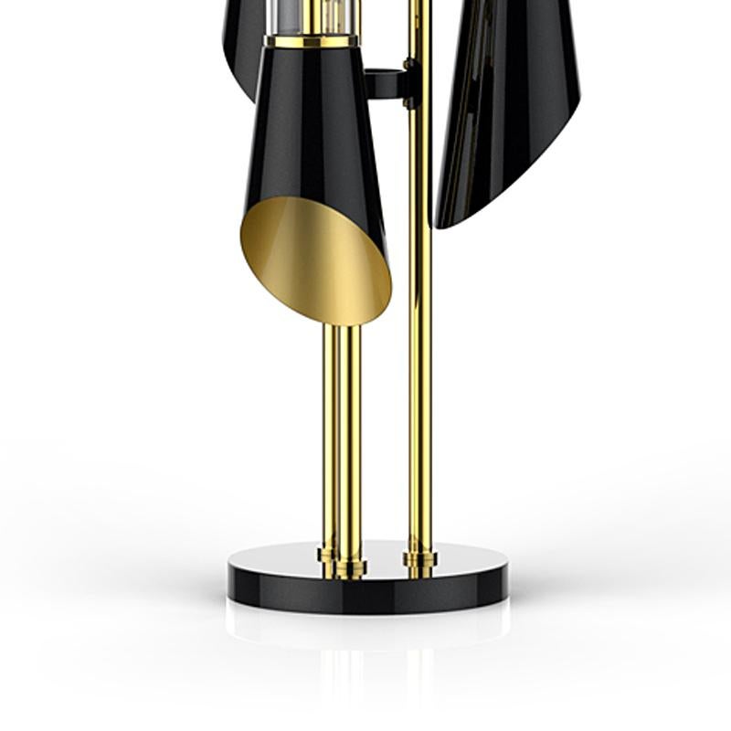 Coltrane Table Lamp in Solid Brass and Black Lacquered In New Condition For Sale In Paris, FR