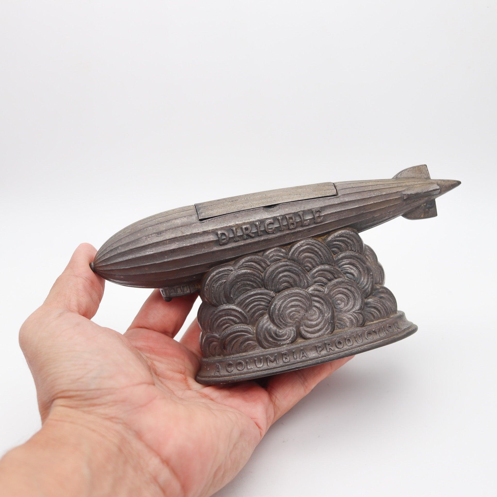 Mid-20th Century COLUMBIA 1931 Antique Dirigible Zeppelin Movie Figural Desk Cigarette Holder For Sale