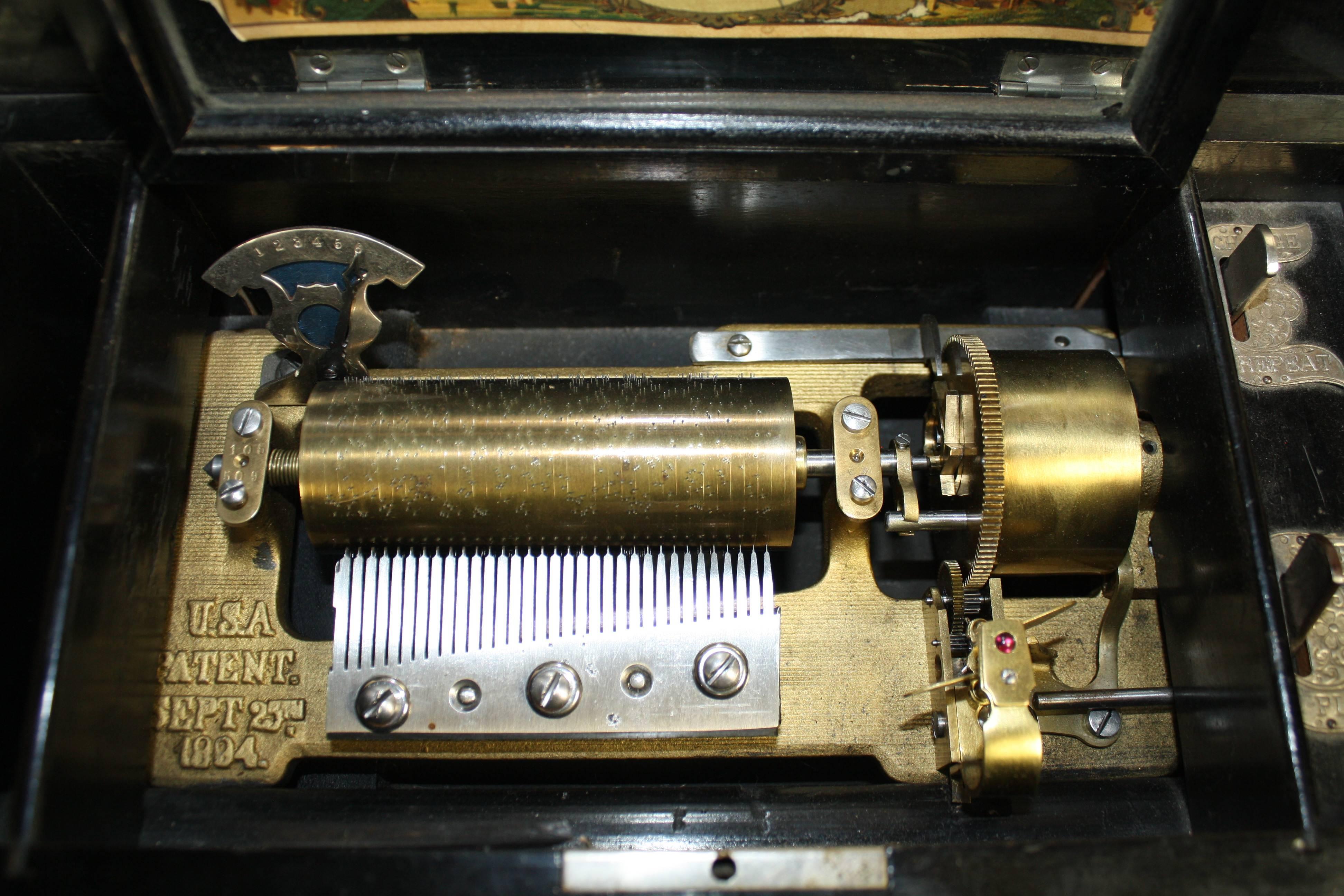 Painted Columbia Six Airs Swiss Cylinder Music Box, circa 1894