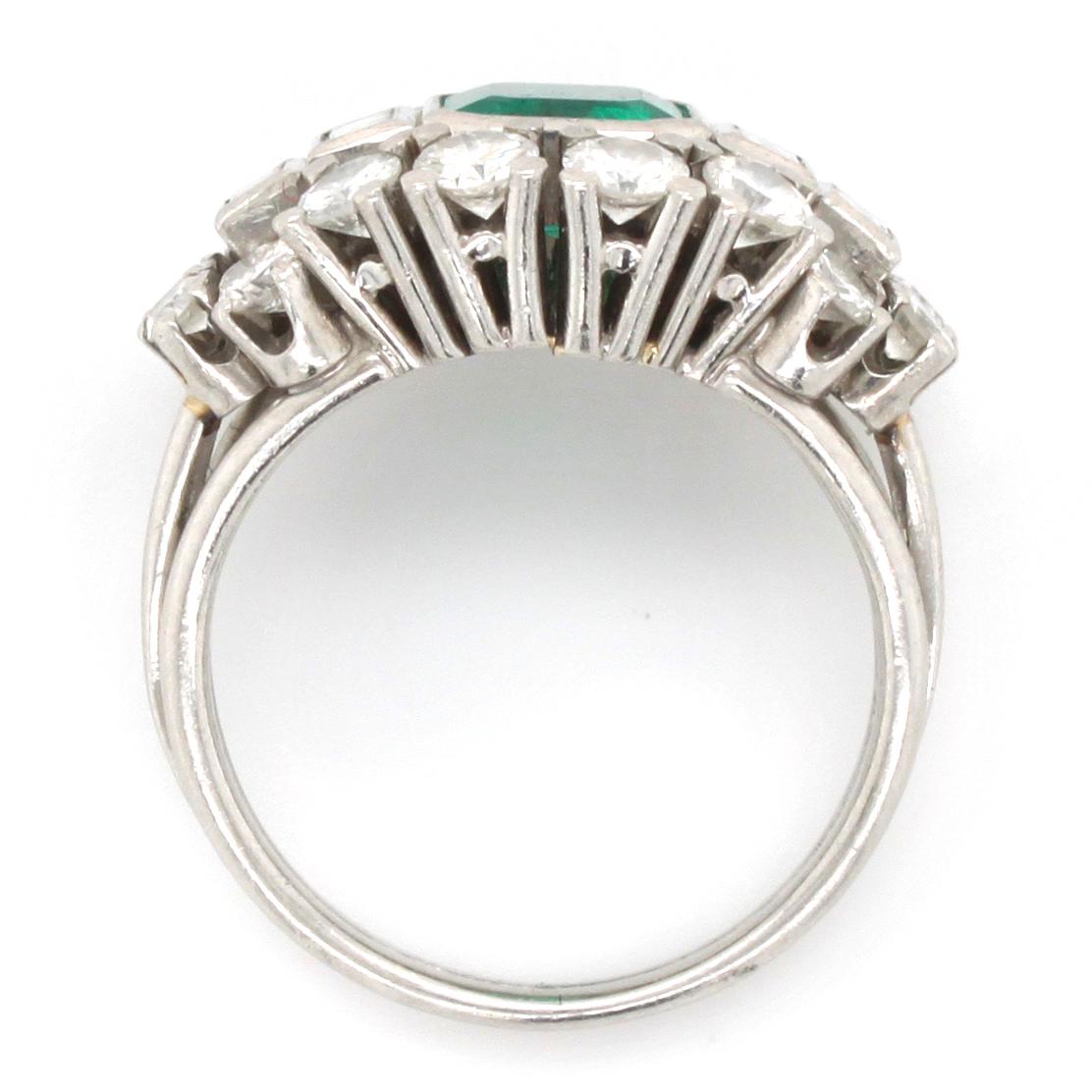 Women's Columbia Emerald and Diamond Platinum Ring