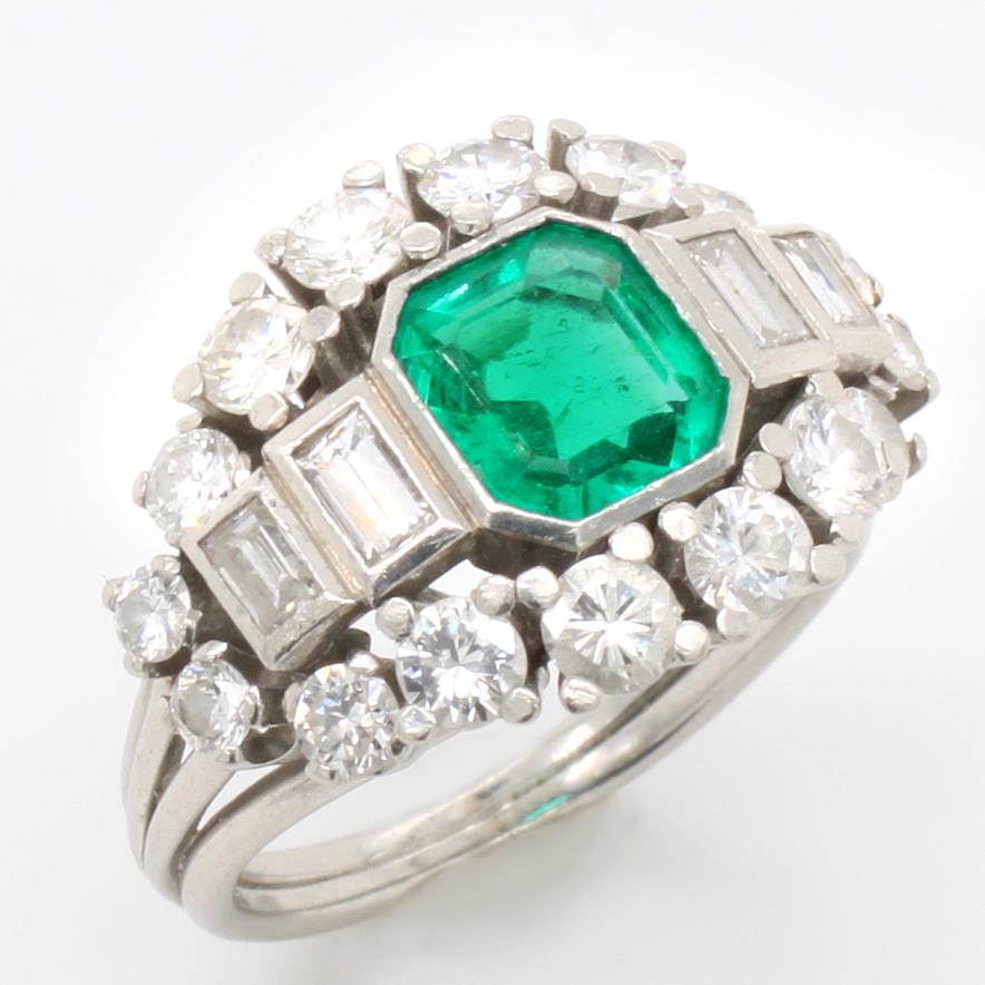 Columbia Emerald and Diamond Platinum Ring 1