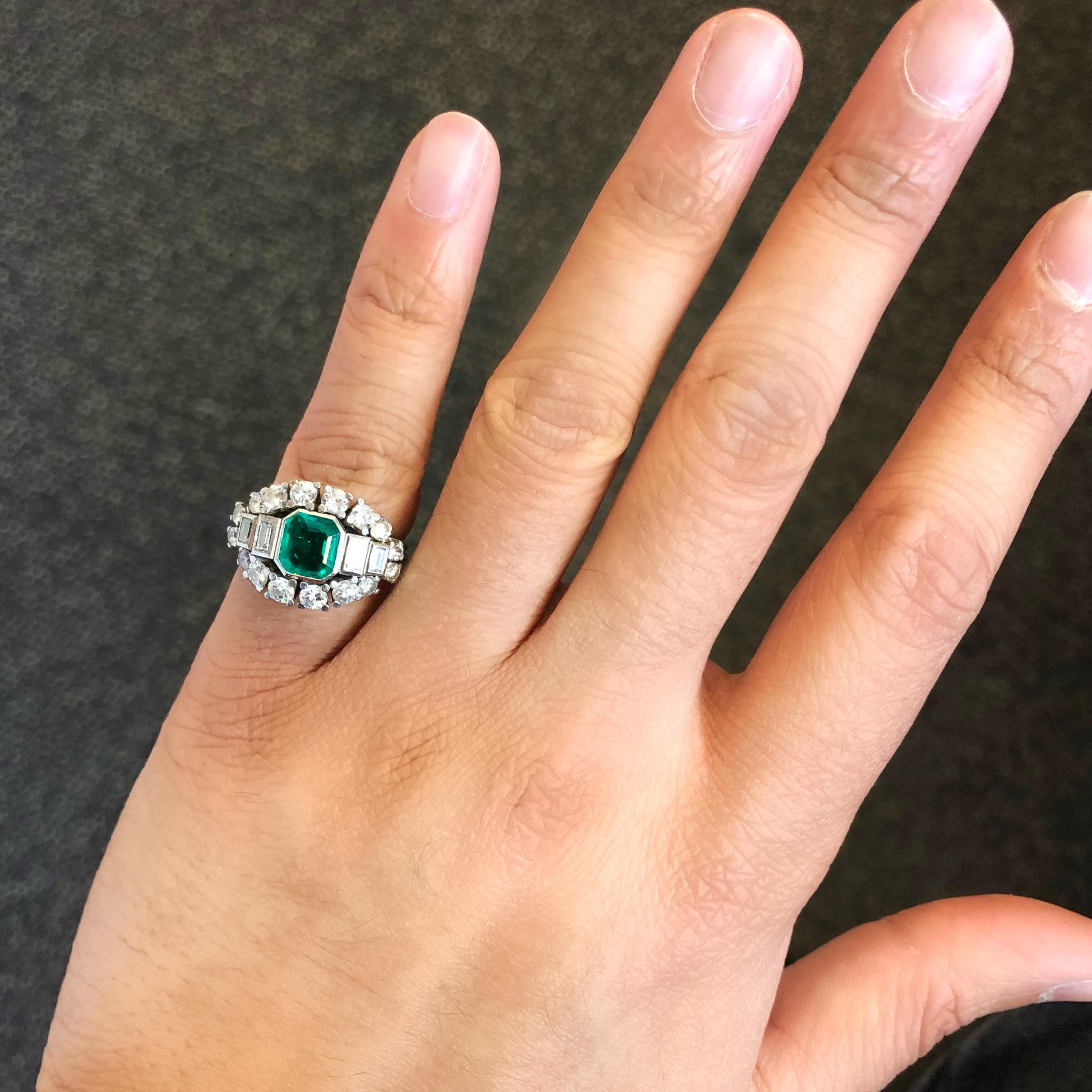 Columbia Emerald and Diamond Platinum Ring 2