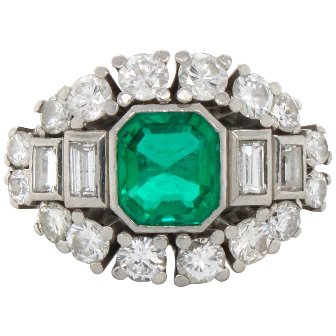 Columbia Emerald and Diamond Platinum Ring
