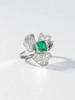 Columbia Emerald Diamond Floral Ring