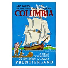 COLUMBIA - FRONTIERLAND DISNEYLAND Original Vintage Silkscreen Attraction Poster