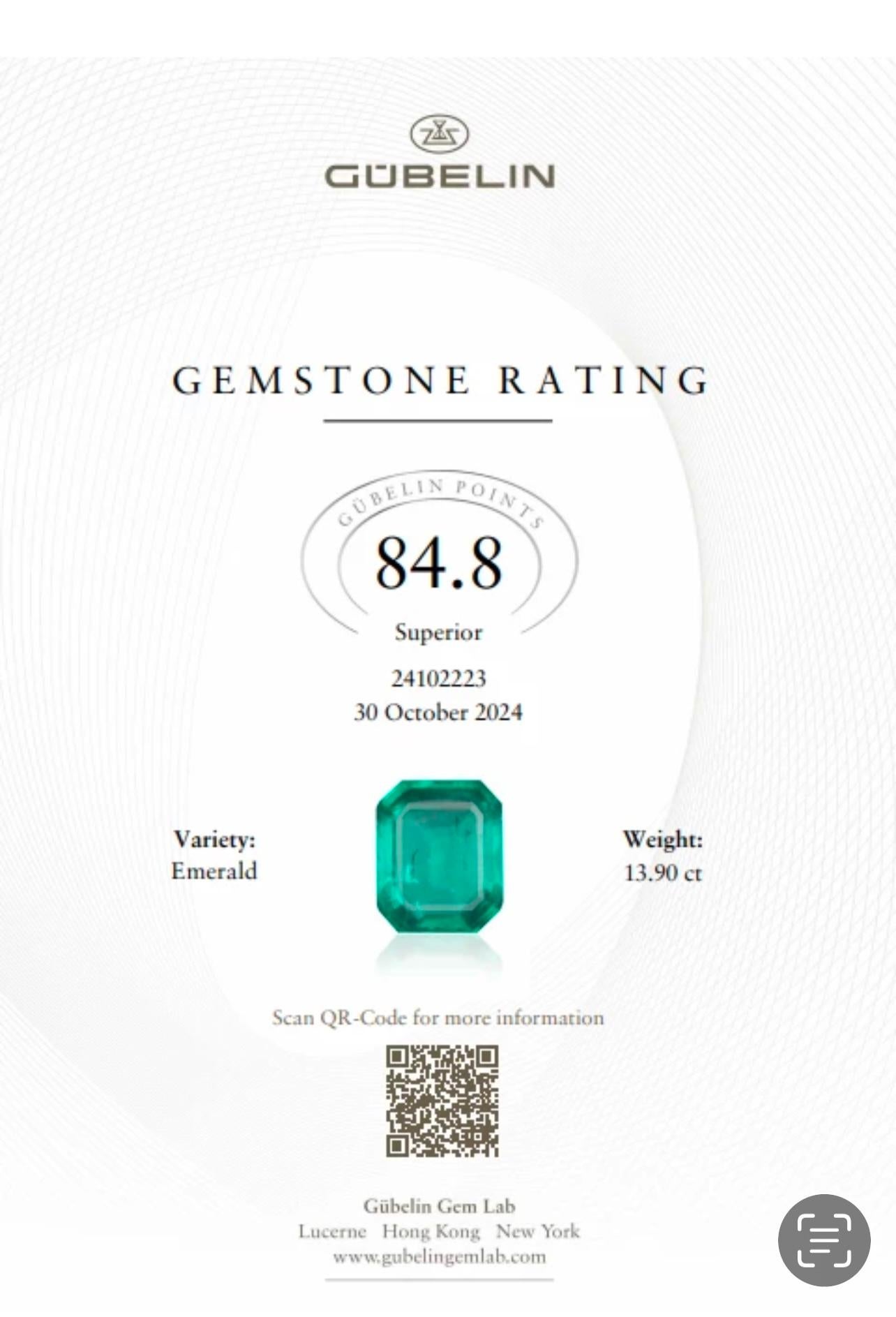 Columbian Emerald 13.90 Carats And Diamond Necklace, Gubelin Certified. 5