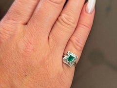 Columbian Emerald and Baguette Diamond Ballerina Ring Platinum
