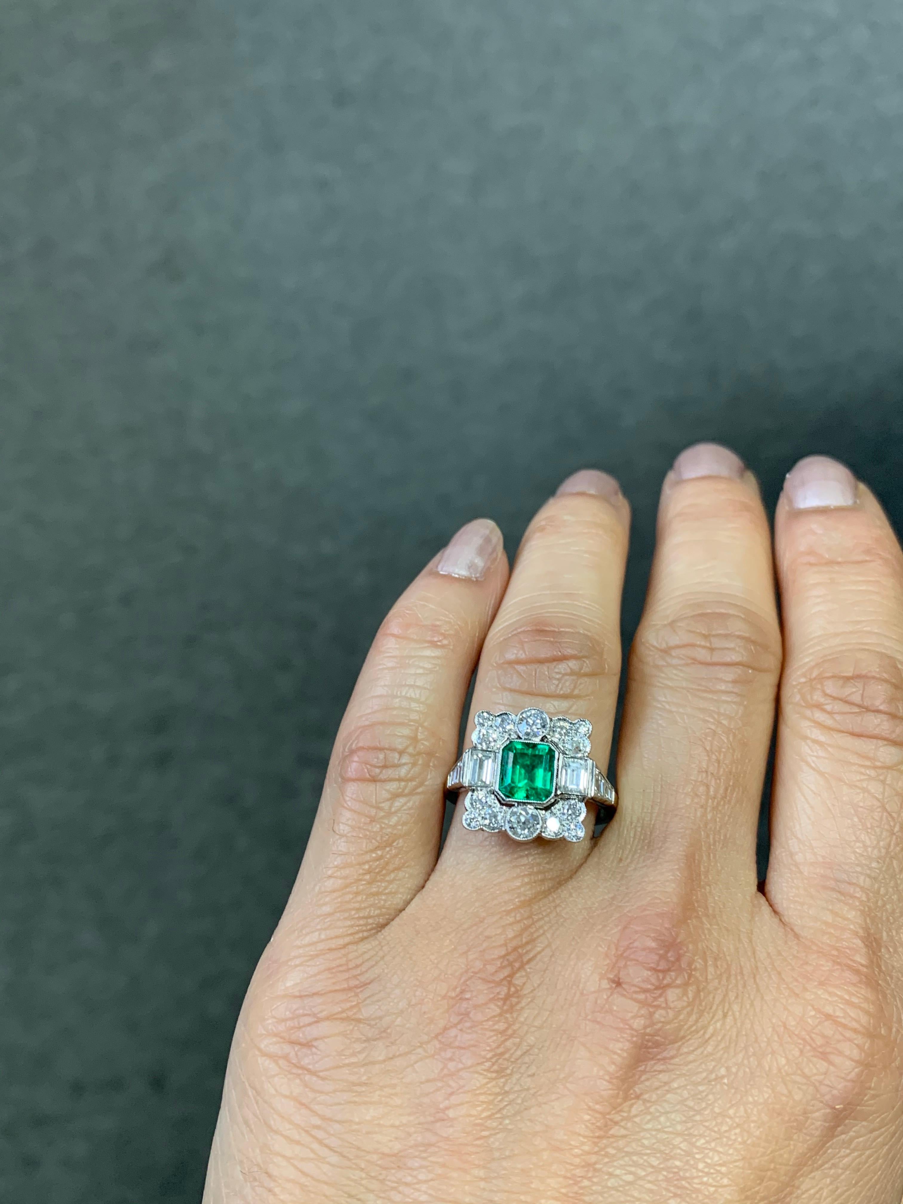 Columbian Emerald and Diamond Engagement Ring in Platinum 5