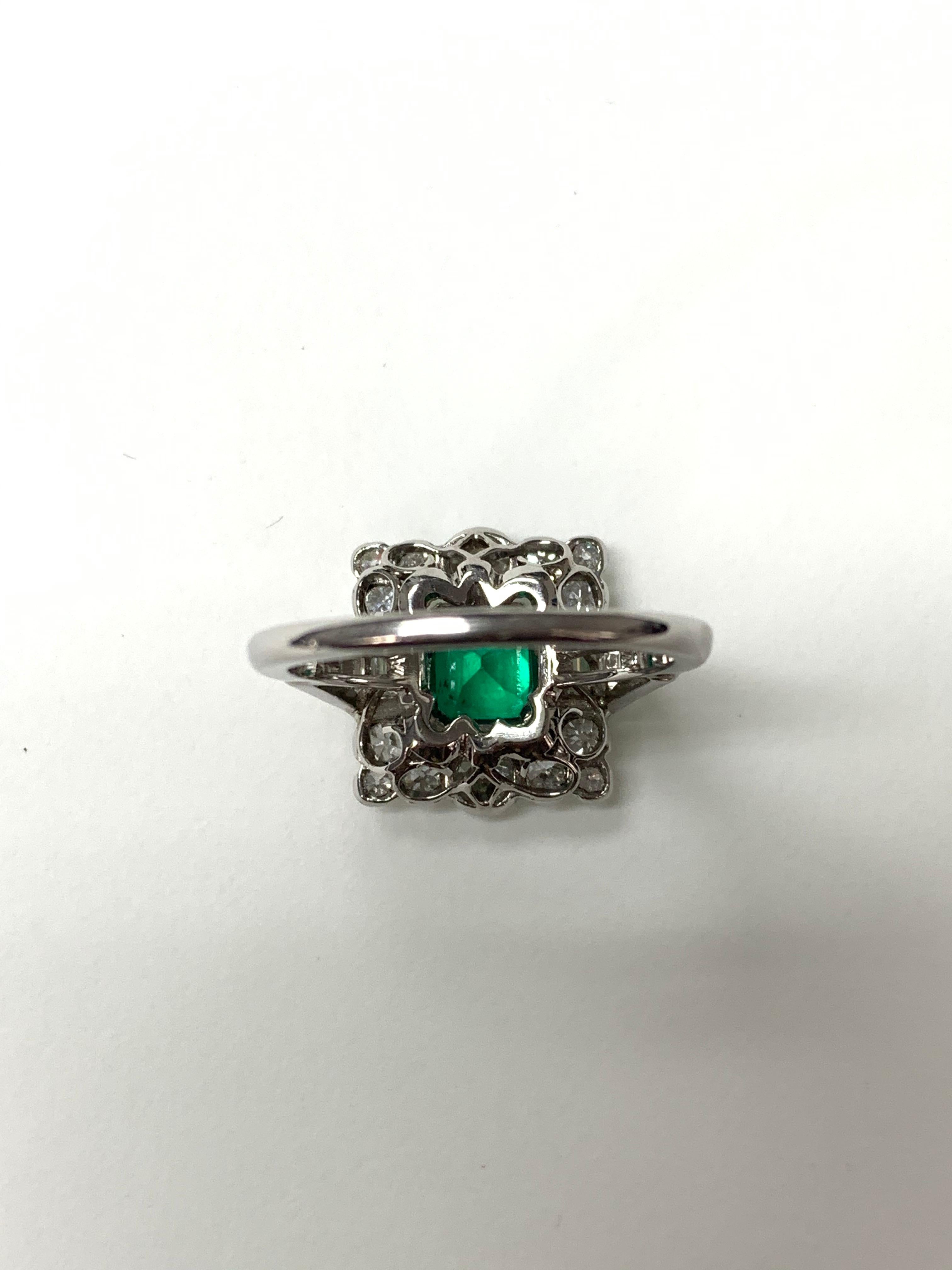 Columbian Emerald and Diamond Engagement Ring in Platinum 1