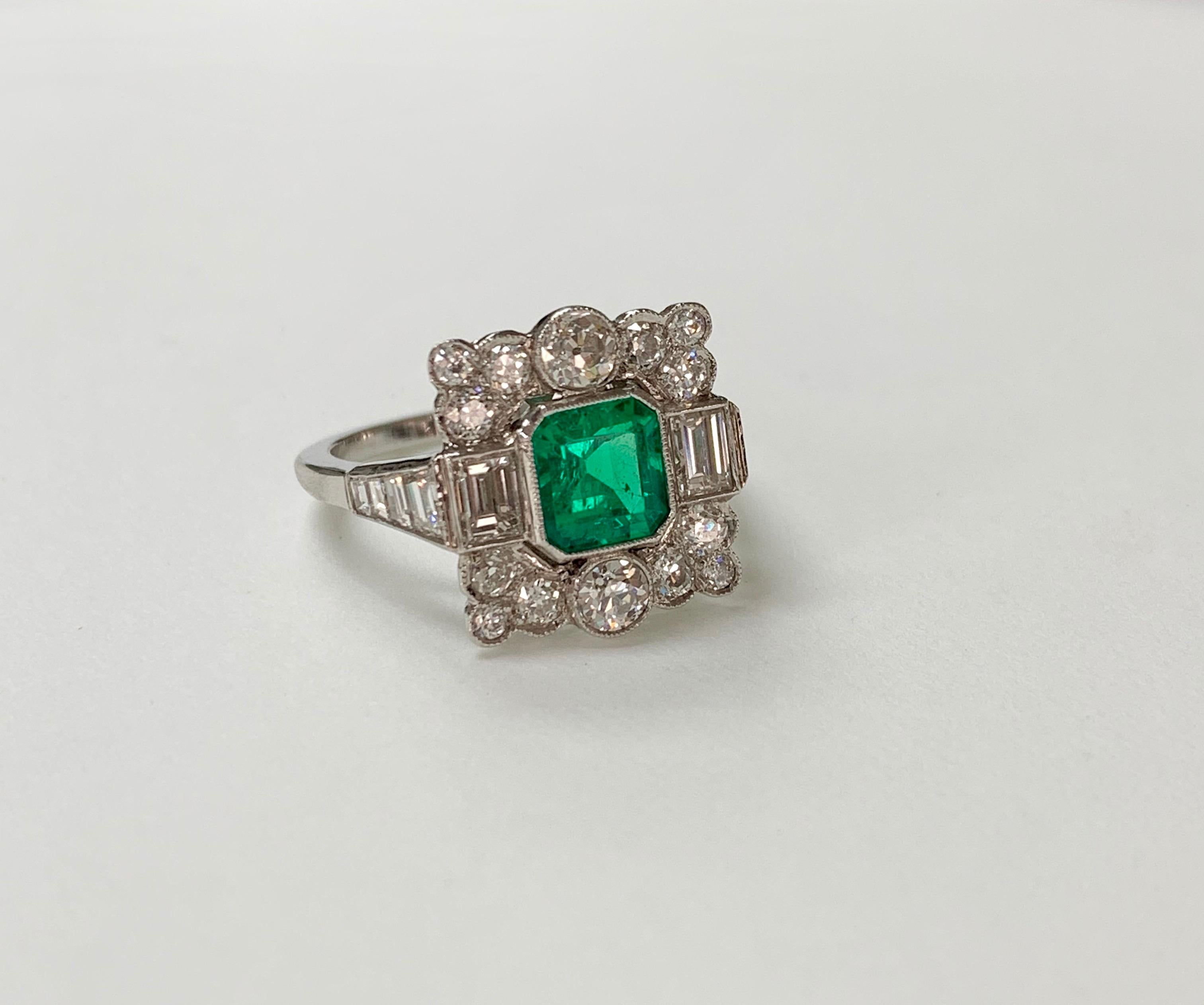 Columbian Emerald and Diamond Engagement Ring in Platinum 2