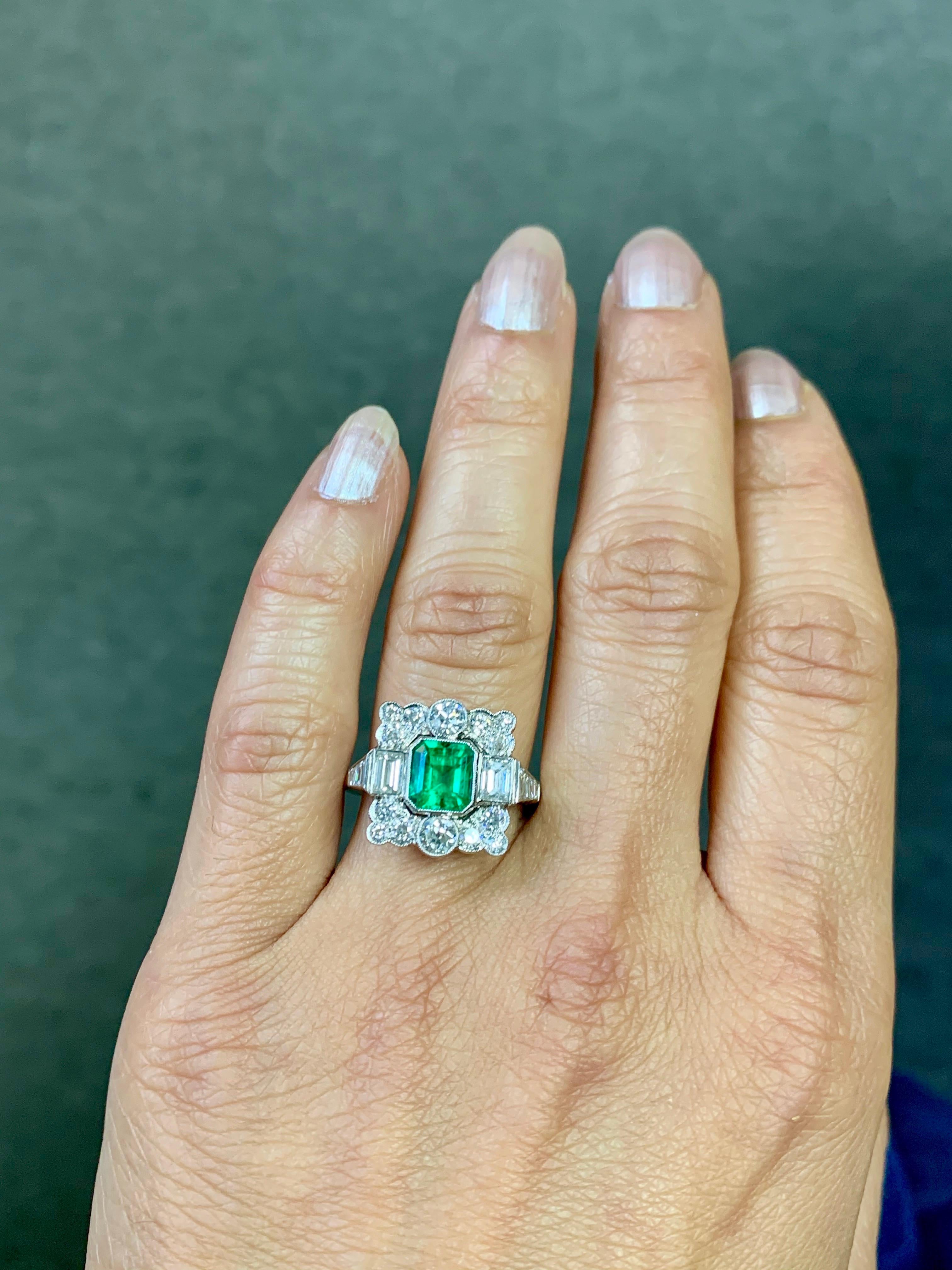 Columbian Emerald and Diamond Engagement Ring in Platinum 3