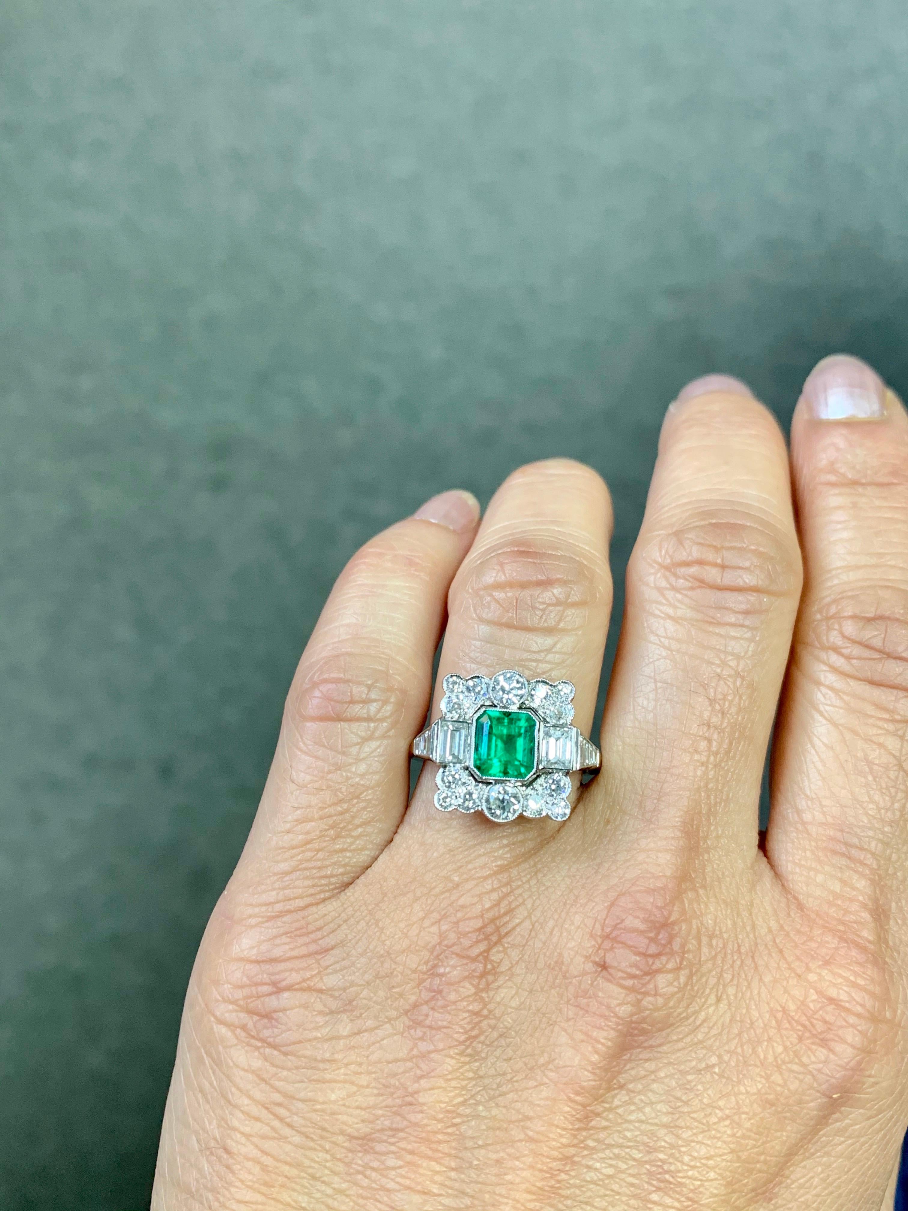 Columbian Emerald and Diamond Engagement Ring in Platinum 4