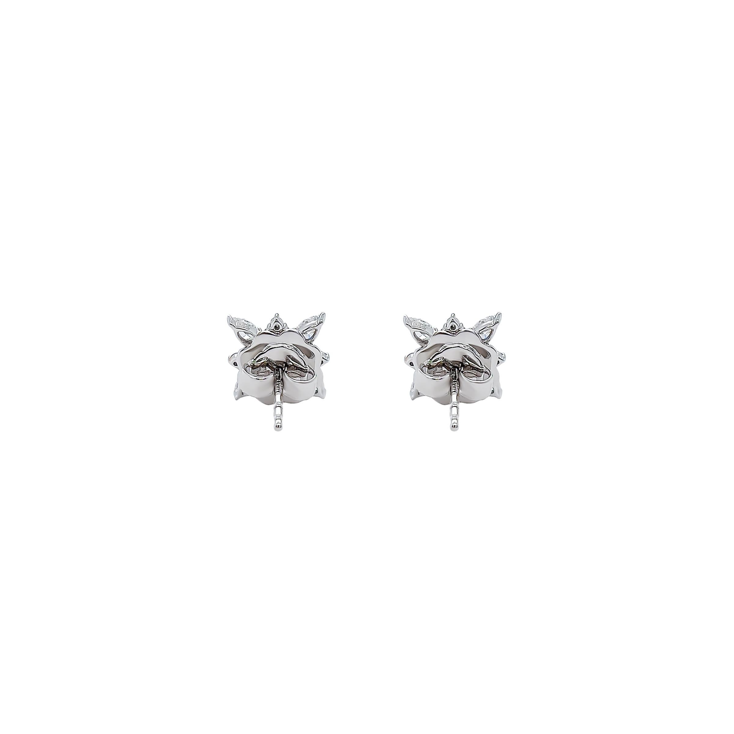 Columbianische austauschbare Ohrringe aus 18 Karat Weißgold mit Smaragd und Diamant (Carréschliff) im Angebot