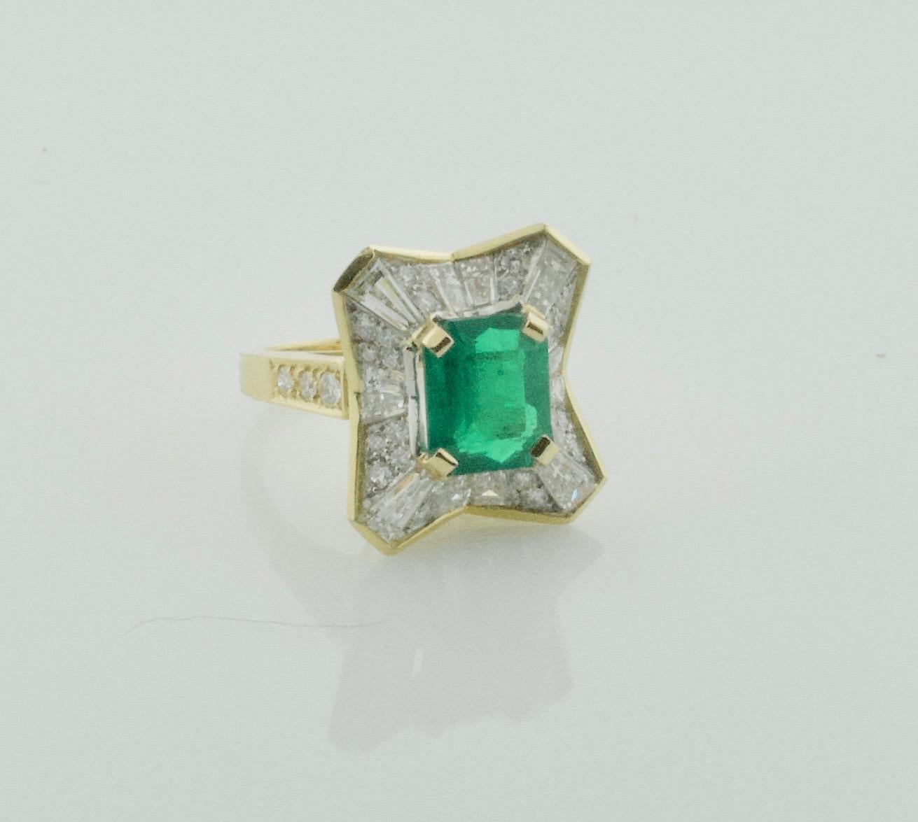 Emerald Cut Colombian Emerald and Diamond Ring 3.27 with GIA Certification in 18 Karat For Sale