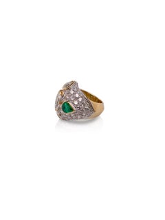 Columbian Emerald and Marquise Diamond Dome Ring