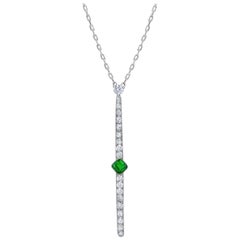 Columbian Emerald Diamond Bar Platinum Necklace