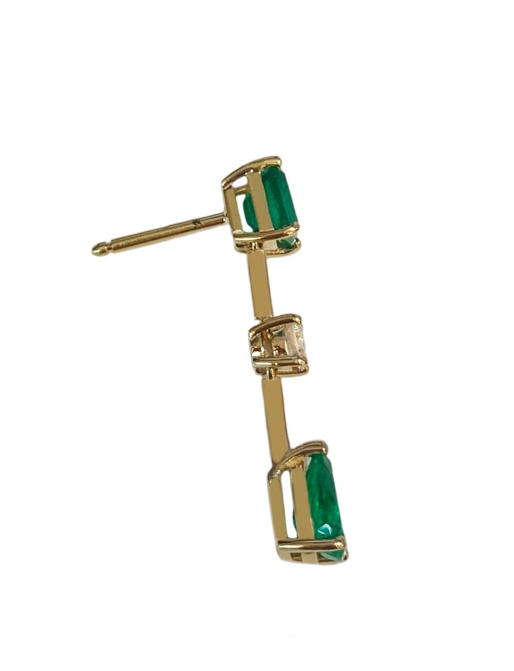 -18k Yellow Gold
-Length: 1.1”
-Emeralds: 2.1ct
-Pear: 2.65ct
-Diamonds: 0.3ct, VS clarity, G color
-Retail: $12000