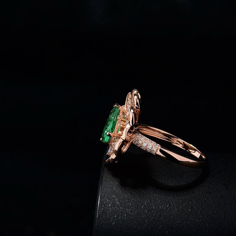 Columbian Emerald Diamond Ring 18 Karat Rose Gold In New Condition For Sale In Barnsley, GB