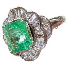Columbian Emerald Diamond Ring Platinum 3.11 ct 0.85 ct a Gem of the Top Leage
