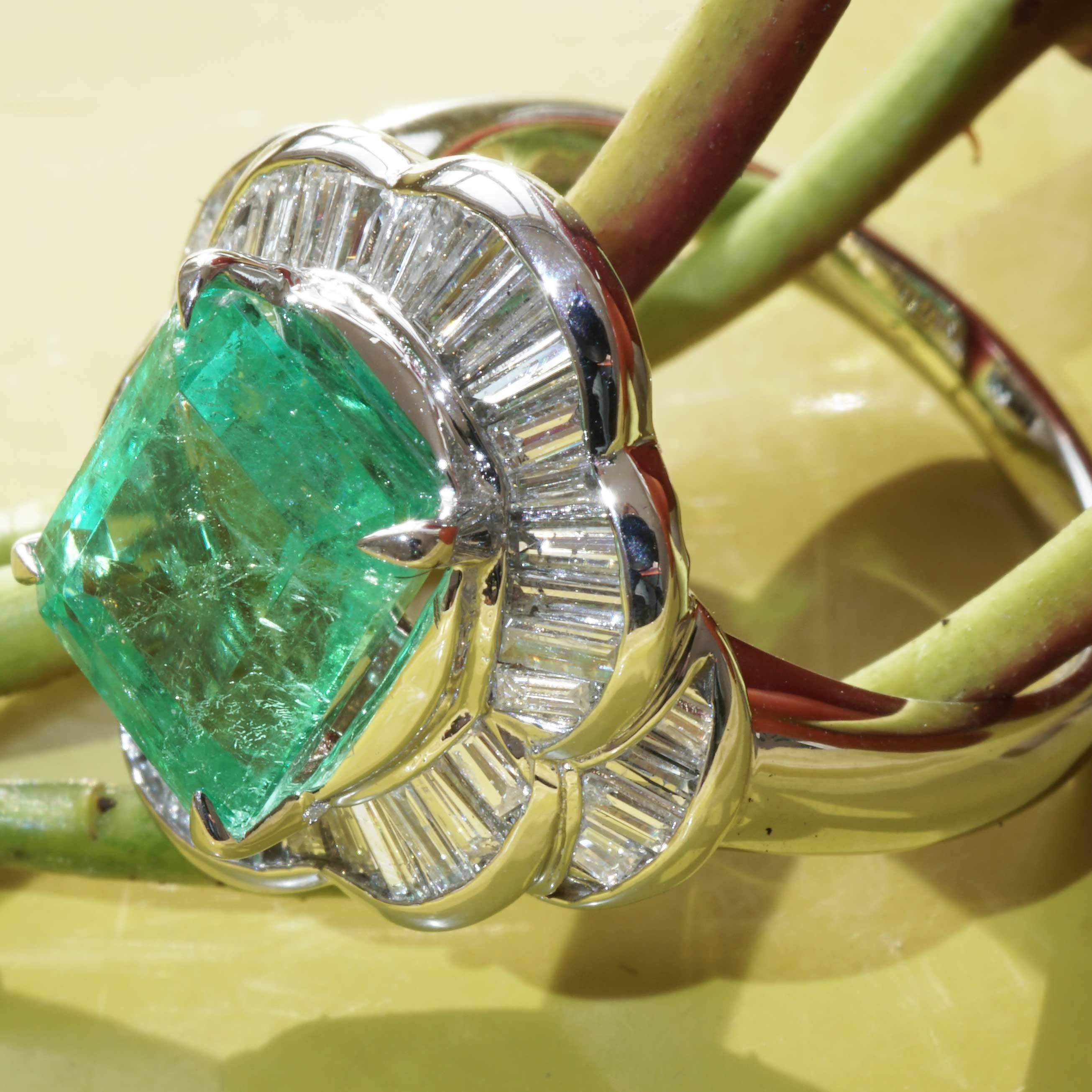 Columbian Emerald Diamond Ring Platinum 3.11 ct 0.85 ct ein Edelstein der Spitzenklasse im Angebot 3