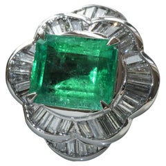 Columbian Emerald Diamond Ring Platinum 3.11 ct 0.85 ct a Gem of the Top Leage