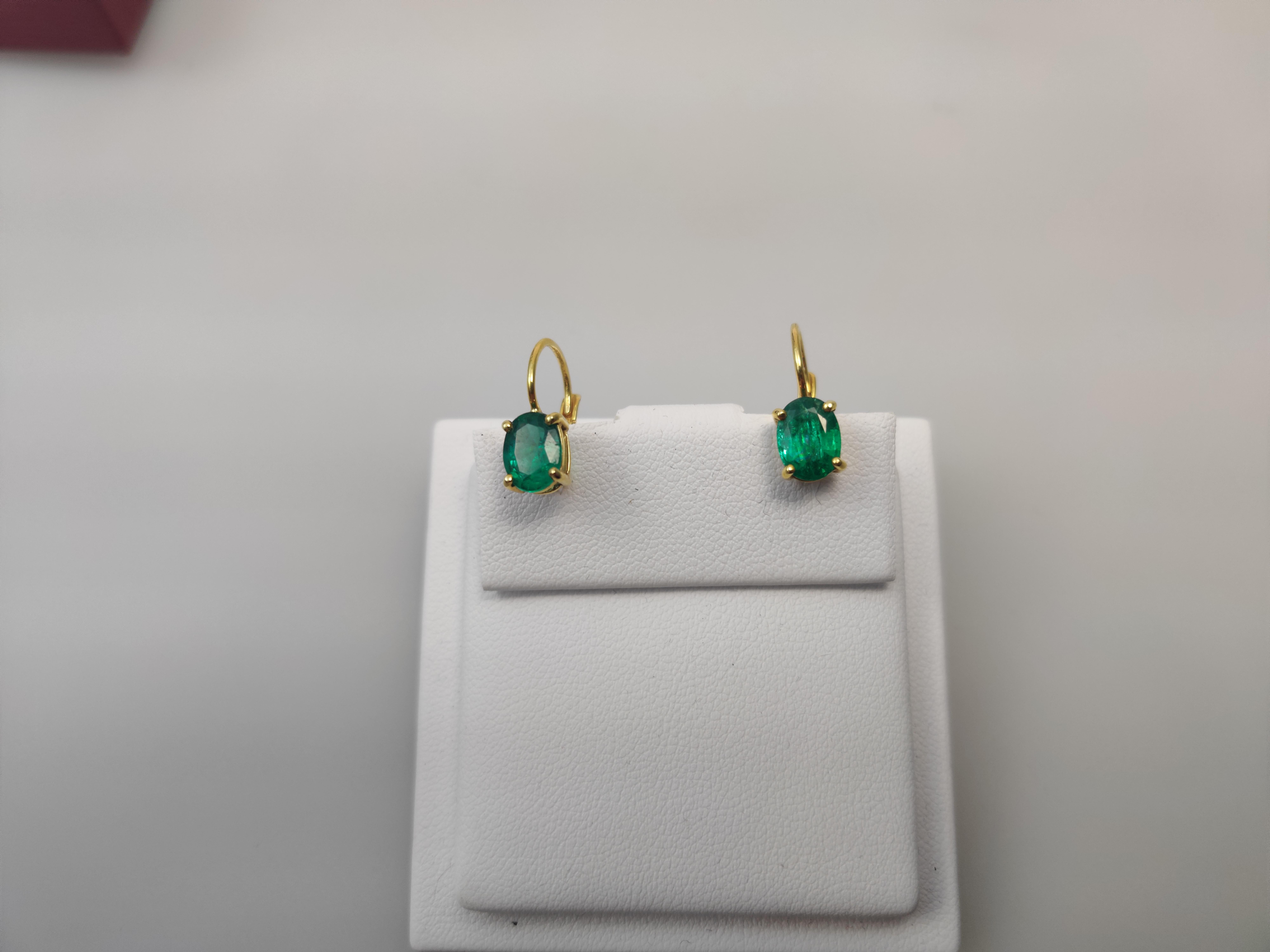 Columbian Emerald Earrings in 18 K Gold 1