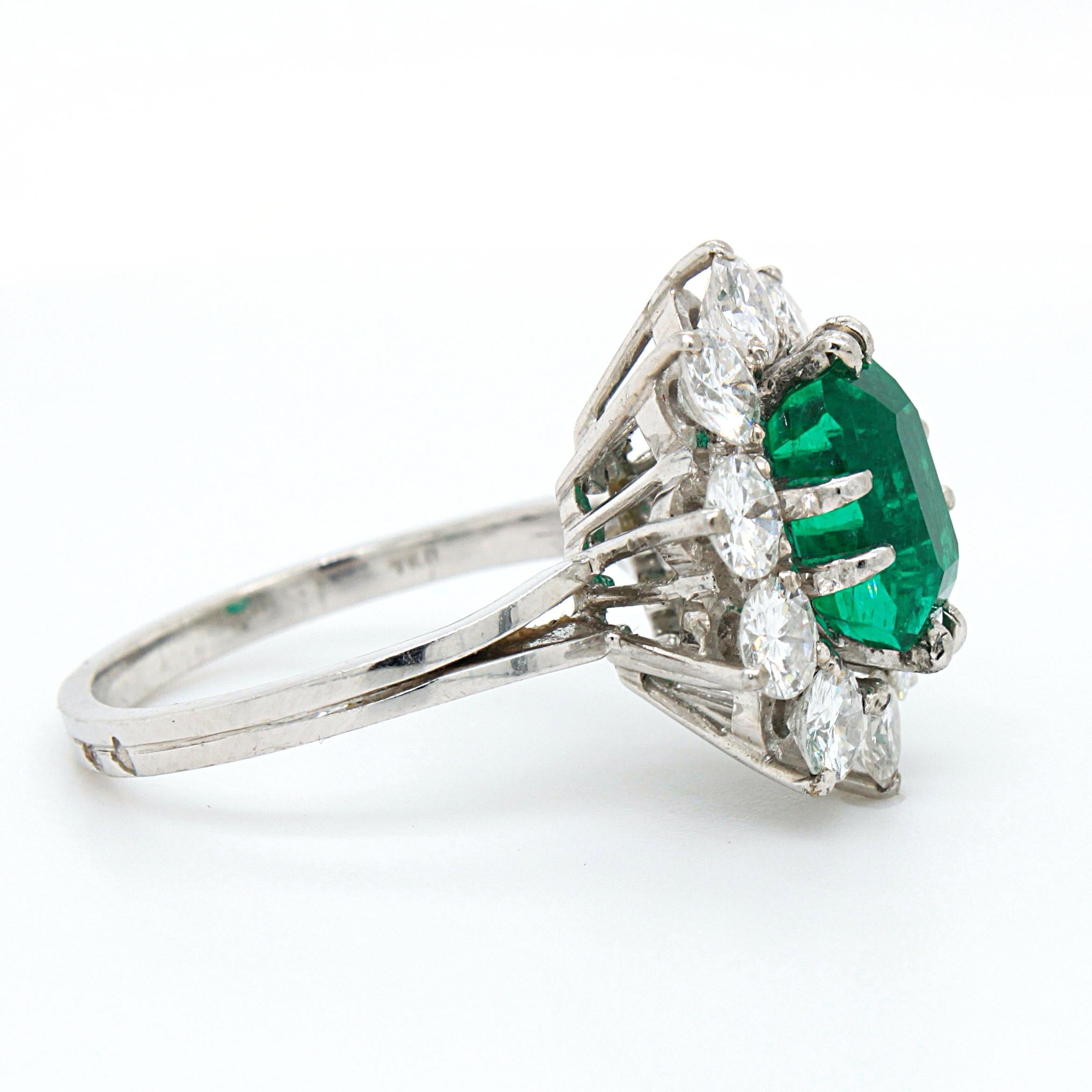 Columbian Emerald 'Minor-Oil', 1.88ct, and Diamond Ring, France For Sale 2