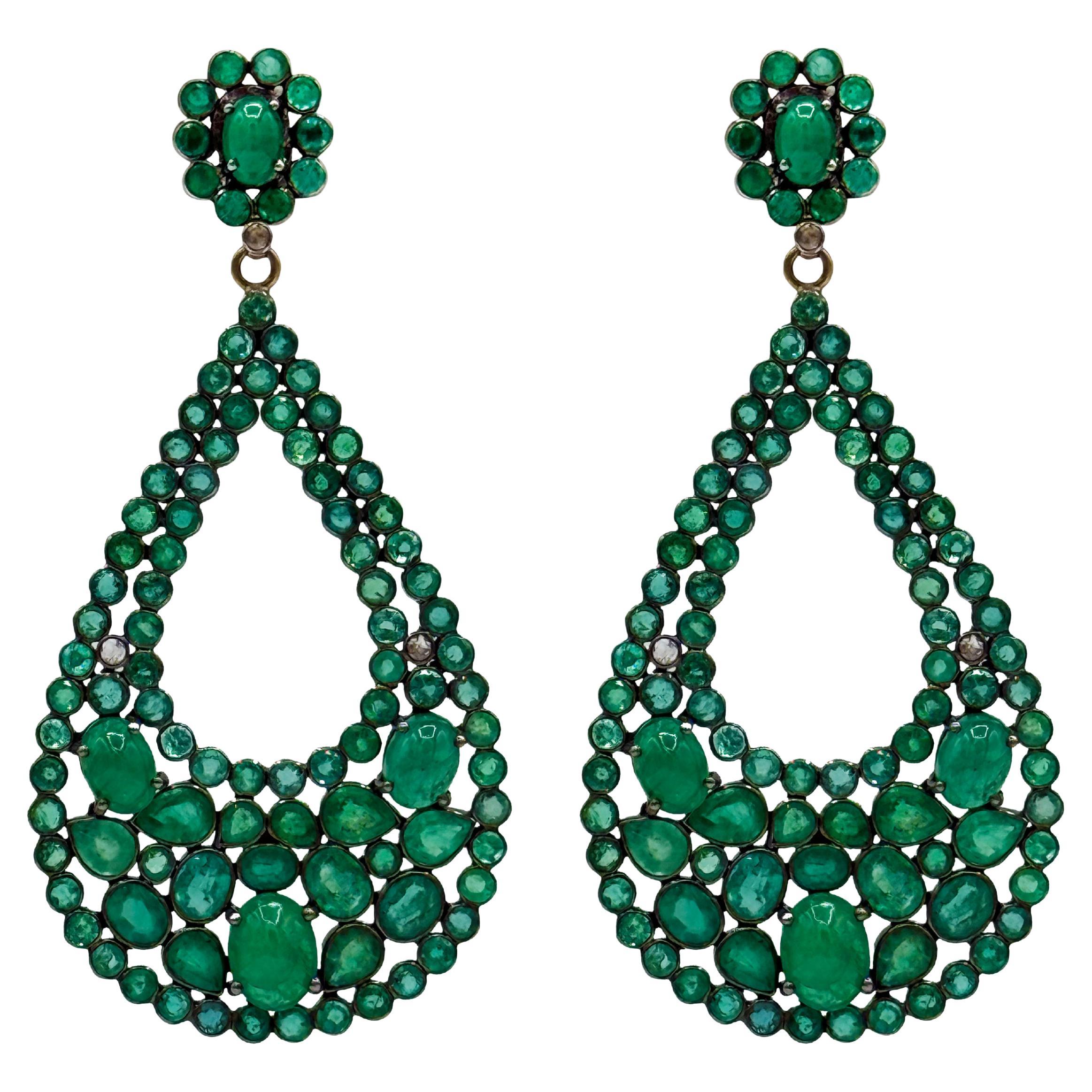 Columbian Emerald Pear-Shape Design Paradizia Earrings