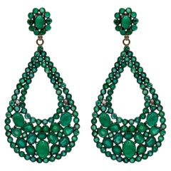 Boucles d'oreilles Paradizia en forme de poire en émeraude de Colombie