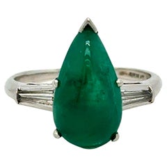 Columbian Esmeralda Platino Diamante Vintage Anillo de boda con GIA Cert.