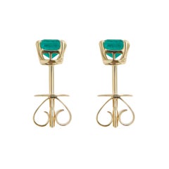 Columbian Emerald Studs in 18k Yellow Gold
