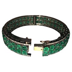 Columbian Emeralds 35.5 cts with Pave Diamonds Paradizia Bangle Bracelet