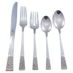 Columbine by Lunt Sterling Silver Flatware Service for 8 Set 42 pieces