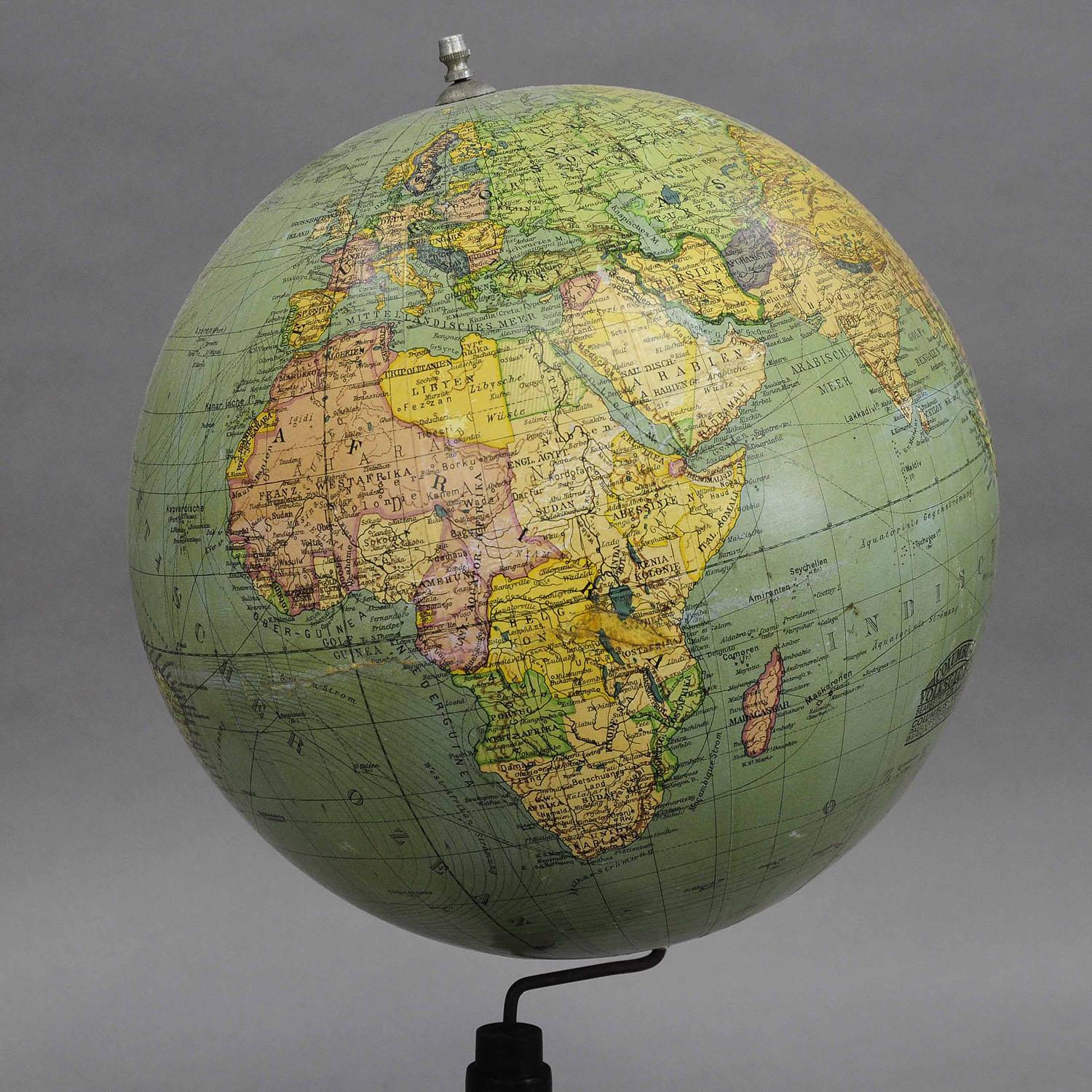 Victorian Columbus Earth Globe by Paul Oestergaard - Berlin ca. 1900 For Sale