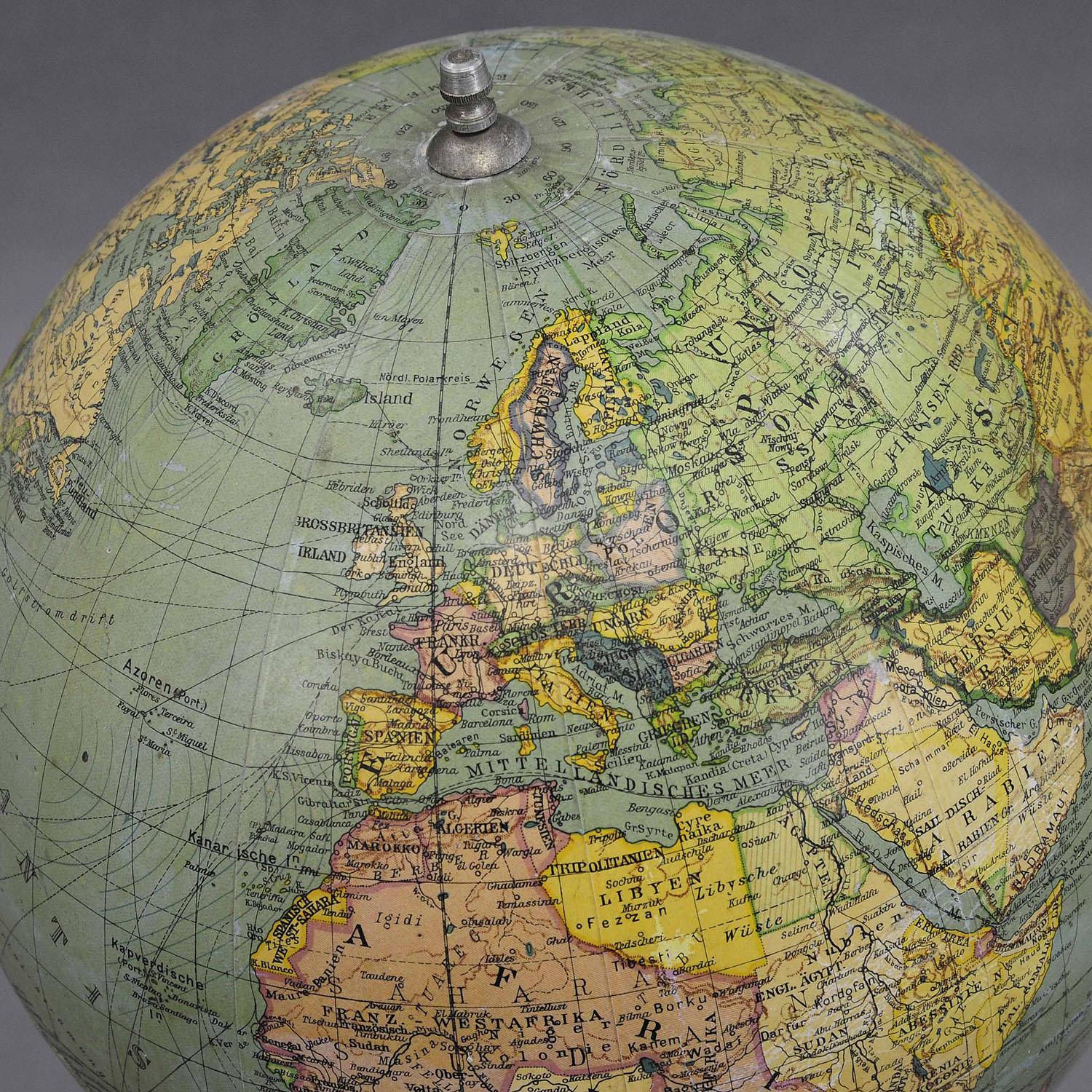 German Columbus Earth Globe by Paul Oestergaard - Berlin ca. 1900 For Sale