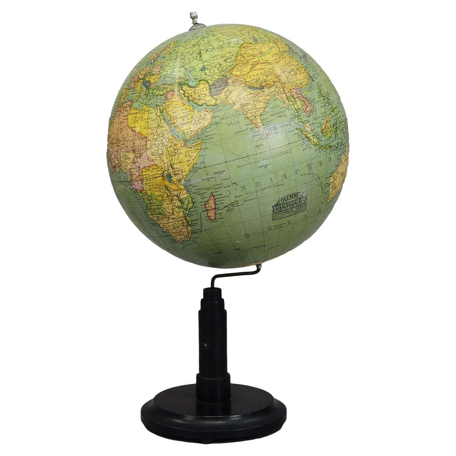 Columbus Earth Globe by Paul Oestergaard - Berlin ca. 1900 For Sale