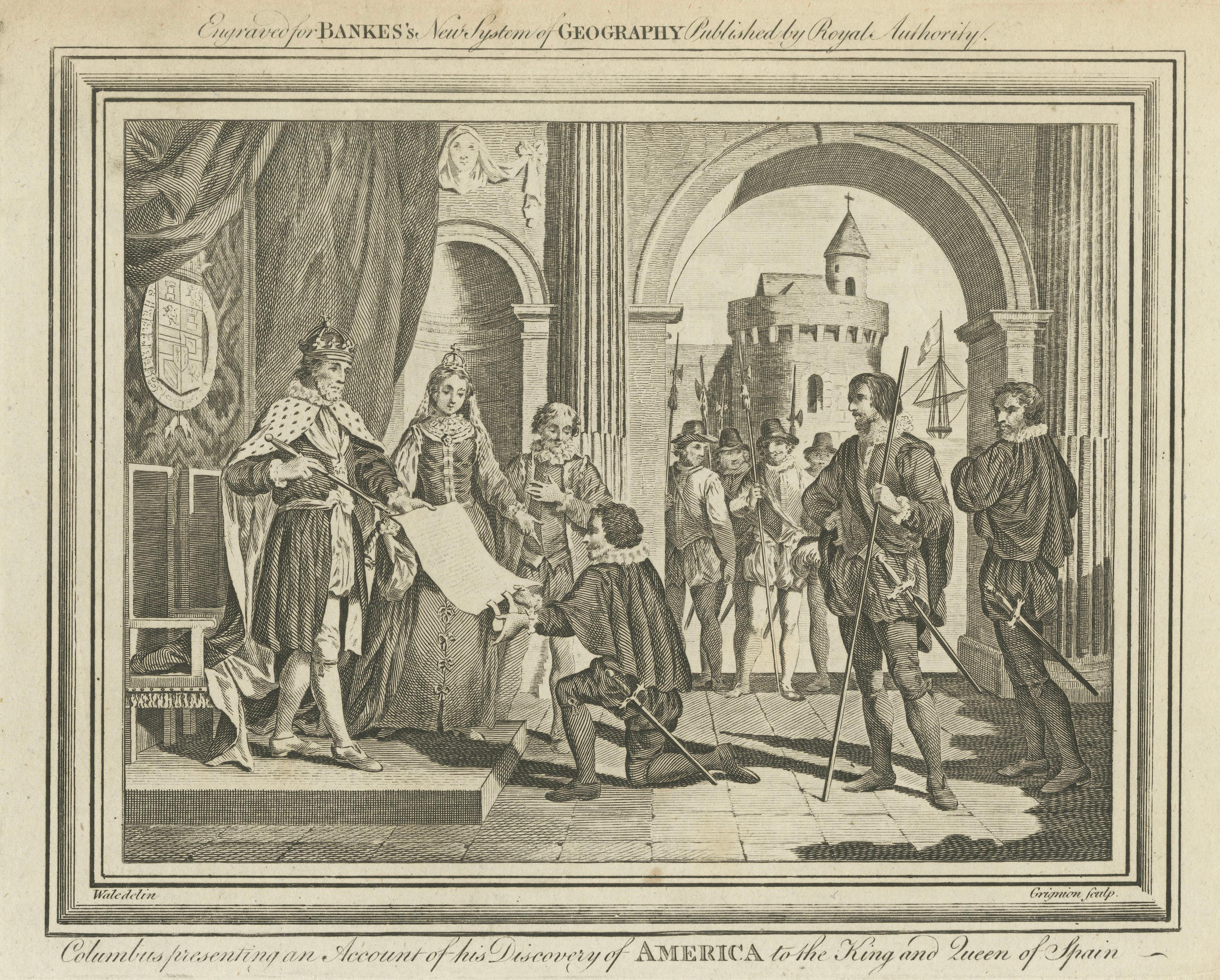 Columbus Presenting Discovery of America to Ferdinand & Isabella, 1787