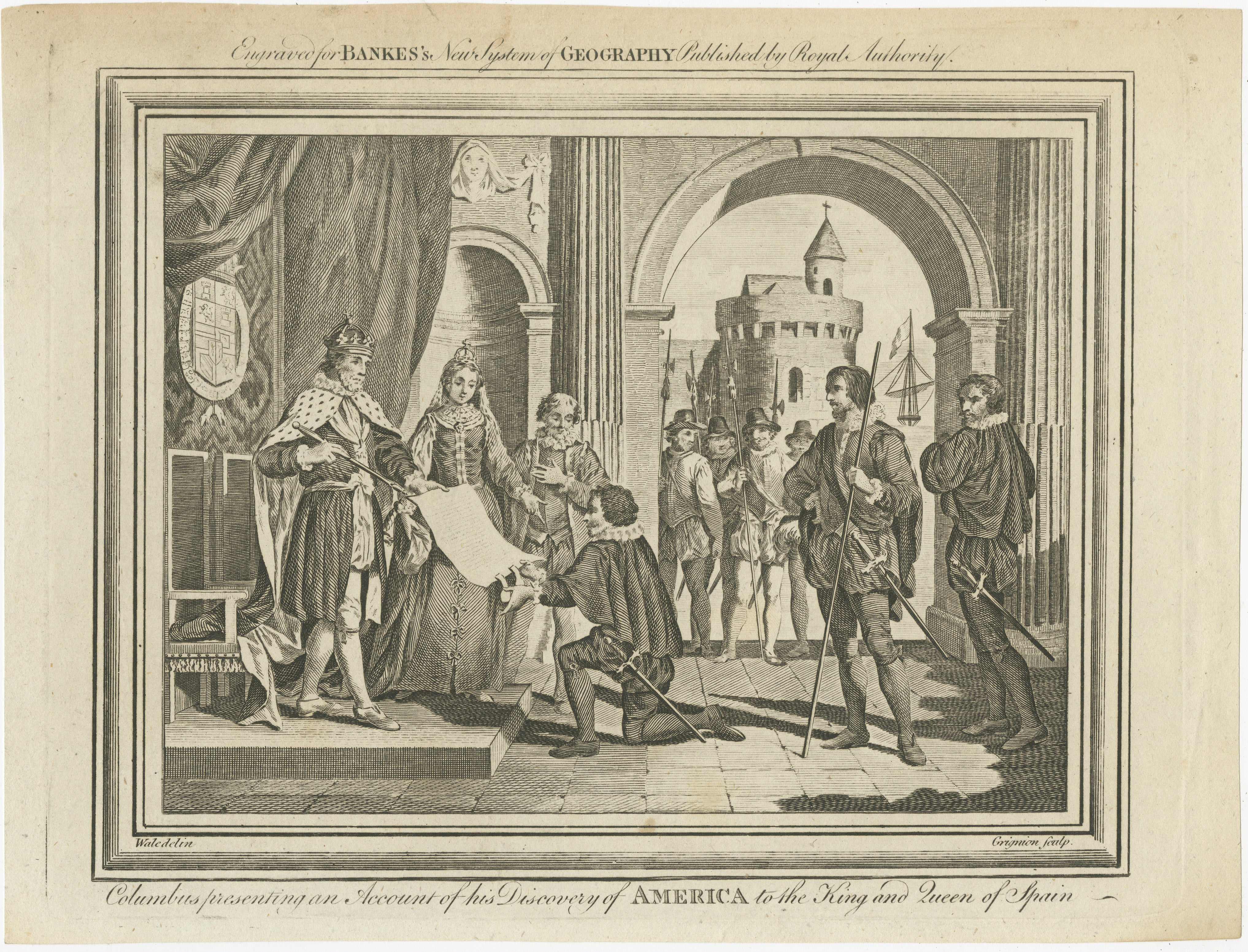 Columbus Presenting Discovery of America to Ferdinand & Isabella, 1787