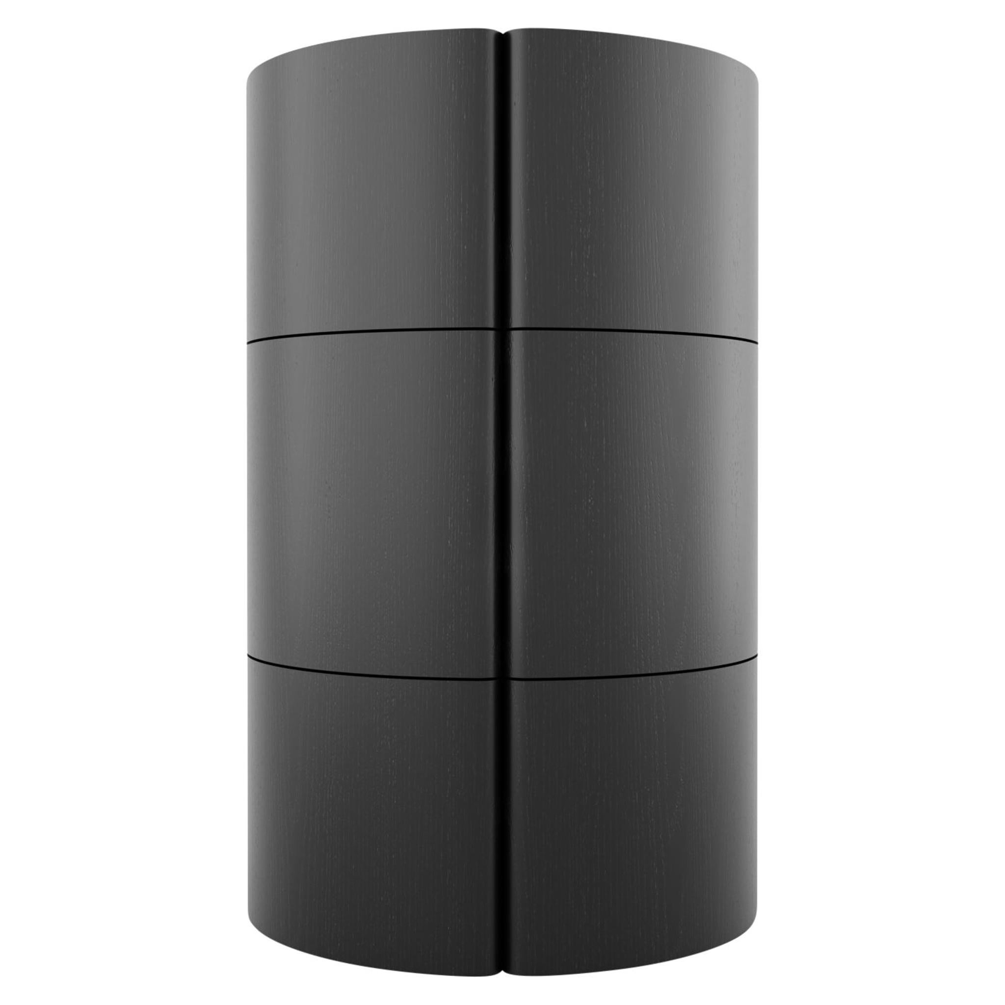 Contemporary Curvy Column Bar / Schrank Black Ash Wood by Black Table Studio