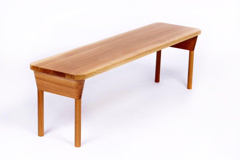 Lacquered “Column Bench” Minimalist Oak and Maple Dining or Side Bench For Sale