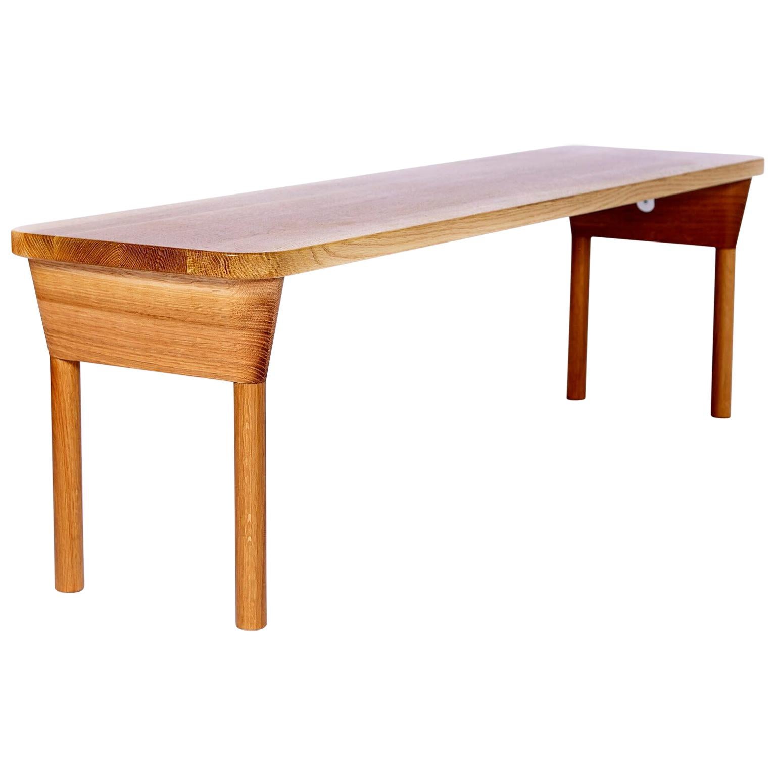 “Column Bench” Minimalist Oak and Maple Dining or Side Bench For Sale