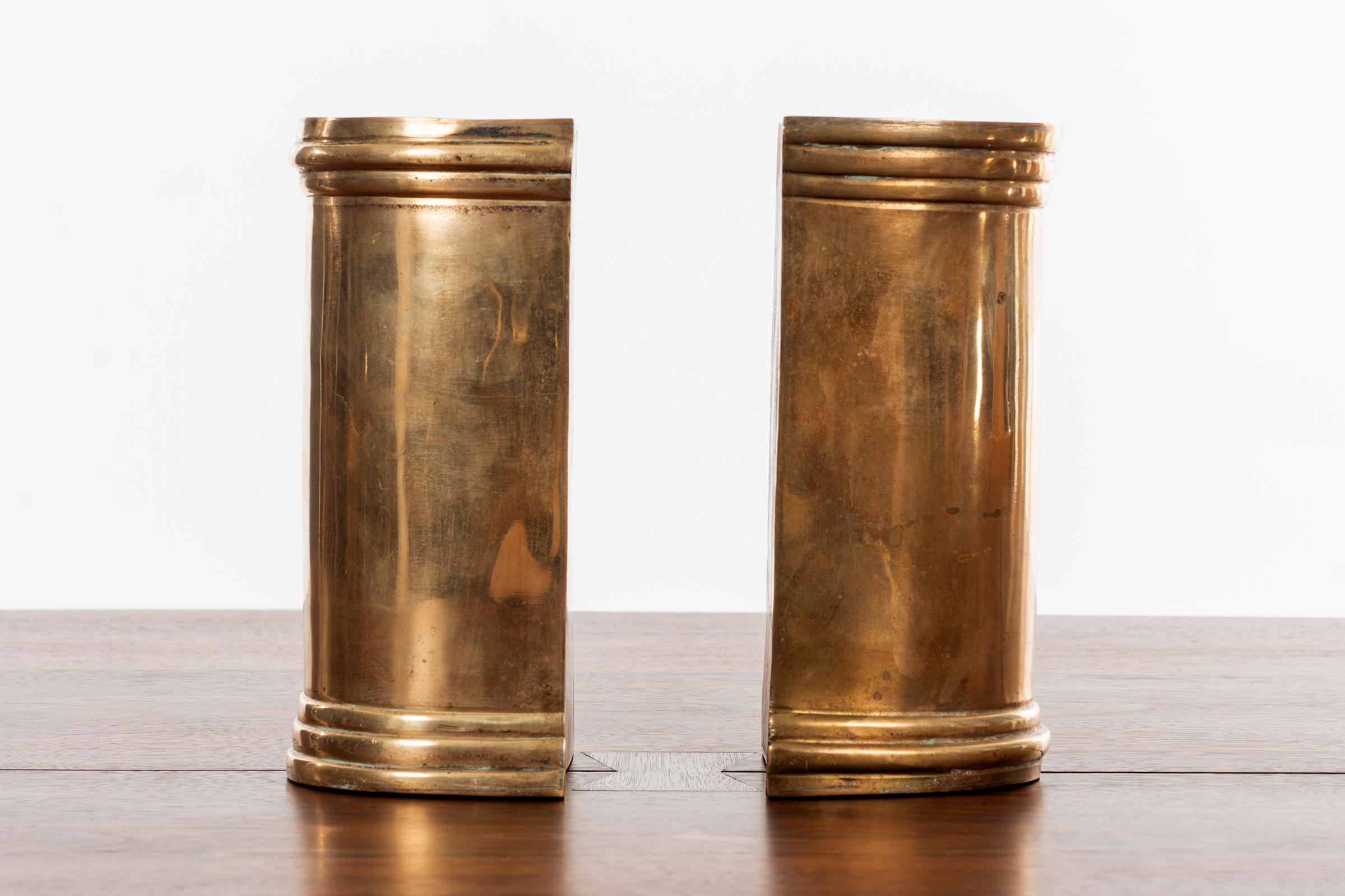 Column Book Ends, Brass Plated For Sale at 1stDibs