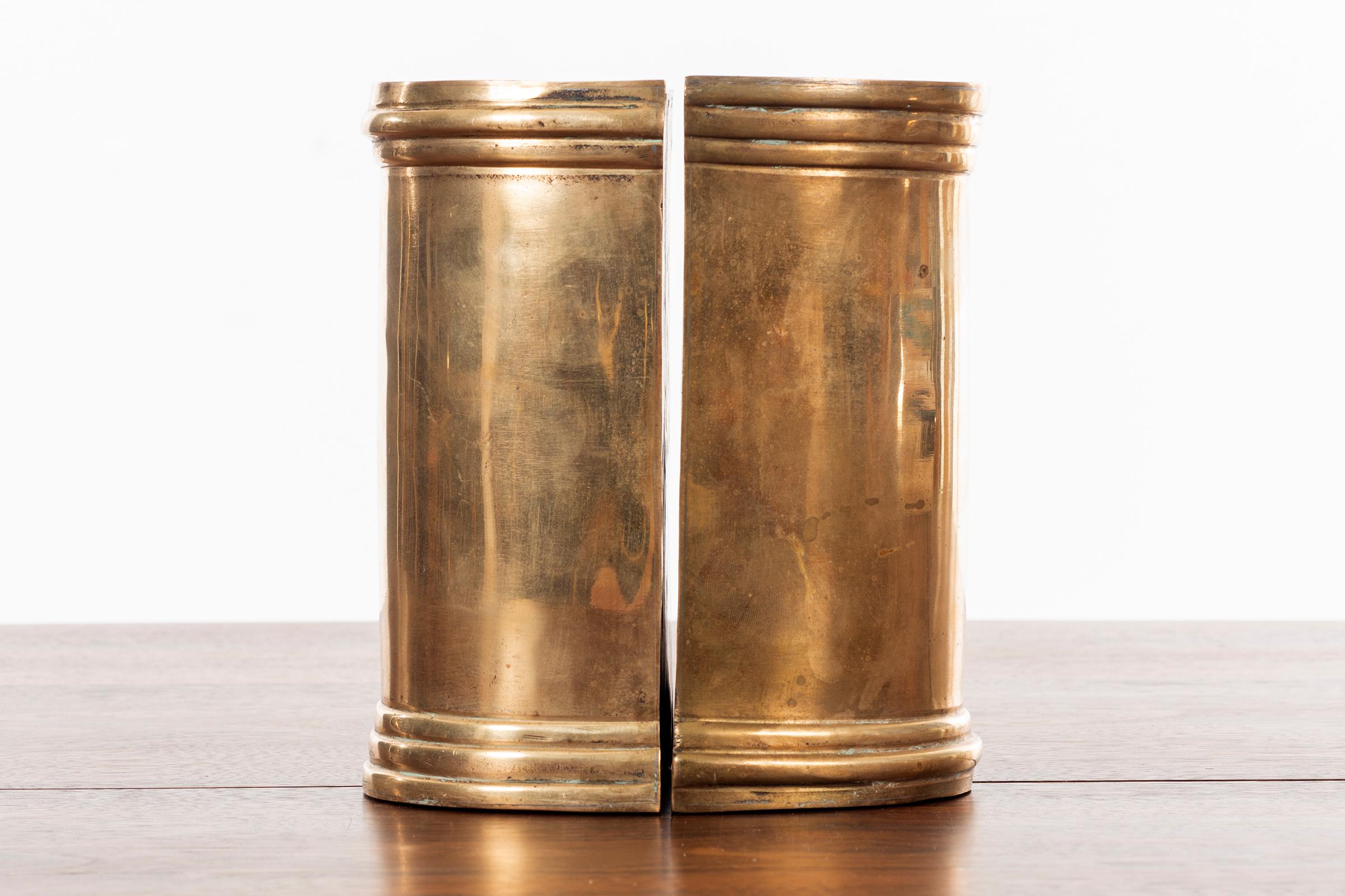 Column Book Ends, Brass Plated For Sale at 1stDibs
