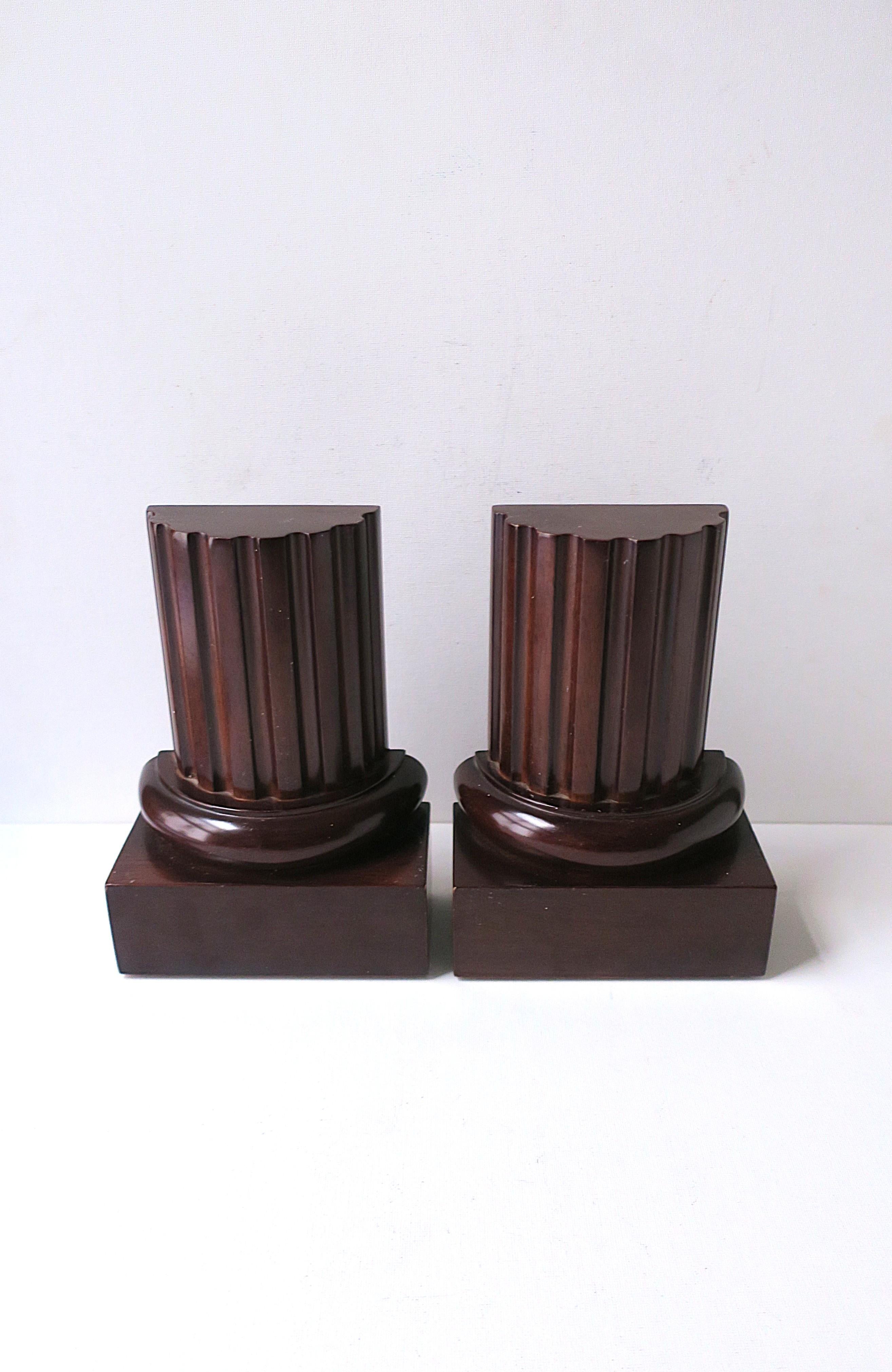 Wood Column Bookends, Pair For Sale
